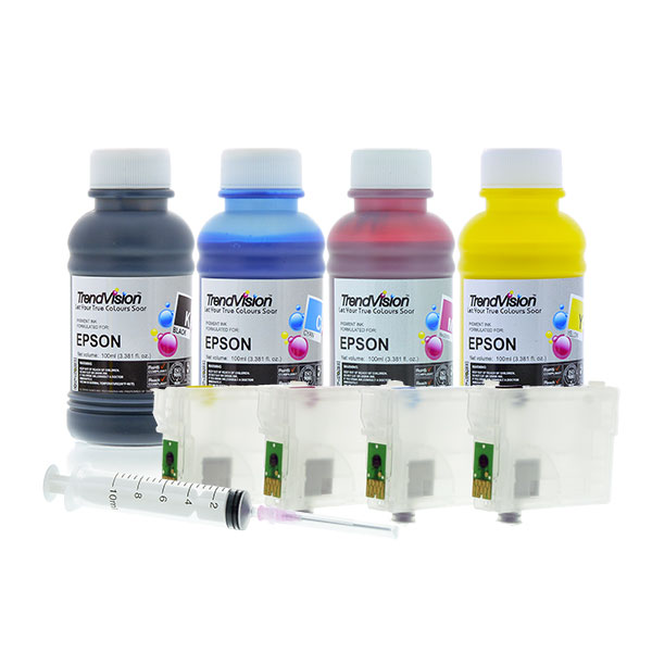 Inkghost refillable cartridges for Epson Expression Home XP-100, XP-200, XP-300, XP-310, XP-314, XP-400, XP-410, Workforce WF-2510, WF-2520, WF-2530 and WF-2540